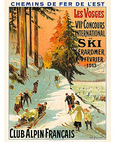Wee Blue Coo Advert Ski Contest Vosges France Alpine Club Winter Sport Art Print Poster Wall Decor Kunstdruck Poster Wand-Dekor-12X16 Zoll