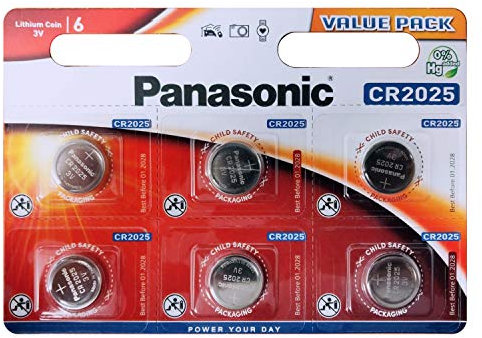 Panasonic Lot de 6 Piles Bouton au Lithium CR2025 3 V