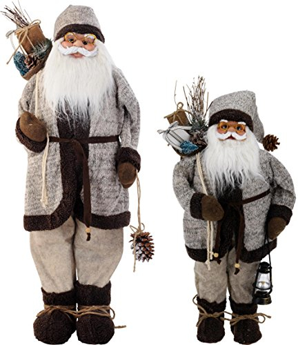 Weihnachtsmann mit Sack BRAUN - Nikolaus Dekofigur Weihnachten groß