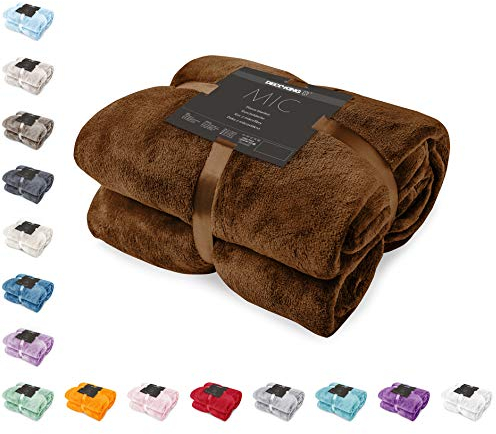 DecoKing Kuscheldecke 70x150 cm braun Decke Microfaser Tagesdecke Fleece weich sanft kuschelig Schoko Brown Chocolate Mic
