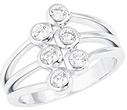 s.Oliver Damen Ring mehrreihig aus 925 Sterling Silber mit Zirkonia weiß