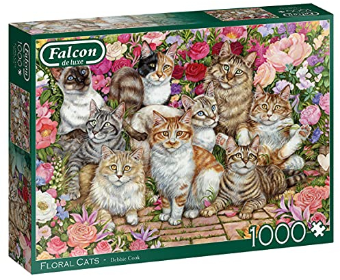 Jumbo 11246 Falcon de Luxe Katzen in Blumen, 1000-teiliges Puzzle
