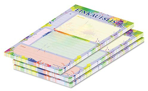 PRICARO EinkaufslisteSplash, bunt, A5, 3 Stück