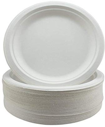 We Can Source It Ltd - Super Rigid Sugarcane Bagasse 7inch (18cm) Round Disposable Plates - Fully Compostable - Perfect for Picnics, BBQs, and Parties - 125 Pack