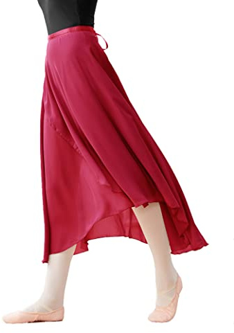 Daydance Damen Ballettröcke Lang Sheer Tanzröcke Schwarz mit Krawatte Taille - - Mittel