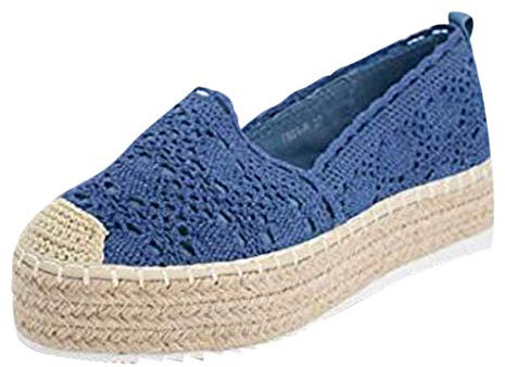 FRAUIT Espadrillas Donna con Zeppa Bassa Zeppe Ragazza Estive Scarpe Tacco Basso Decolte Sandali con Zeppa Corda Mocassini Alti Estivi Loafers Slip Sandalo Zeppa Plateau Sandalo alla Schiava