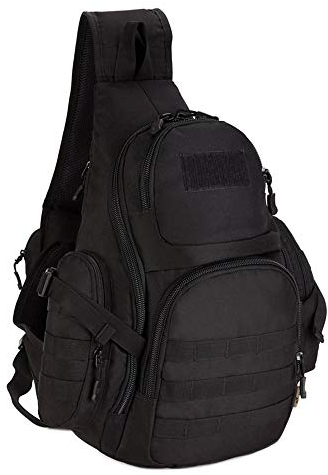 Neuleben Taktischer Sling Rucksack Schulterrucksack Militär Rucksäcke Groß Wasserabweisend Crossbody Bag Brusttasche Herren Männer für Outdoor Reise Wandern Camping Trekking (Schwarz)