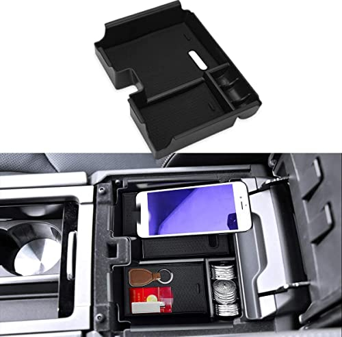 MARCHFA Mittelkonsole Organizer Kompatibel für Evoque 2011-2018 Armlehnen Sekundärspeicher mit Rutschfester Matte Zubehör (Schwarz)
