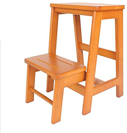 MTYLX Escabeau À Double Usage Pour La Maison Extérieure, Échelle de Tabouret Échelle Multifonction À Double Usage 2/3, Bois de Caoutchouc, 2 Couleurs, 2 Tailles,Couleur Miel,2 Couches