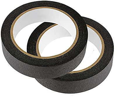 2 rouleaux de ruban de masquage, 20 m de long, papier texturé, inscriptible, ruban adhésif pour peinture, travaux manuels, décoration (24 mm, noir)