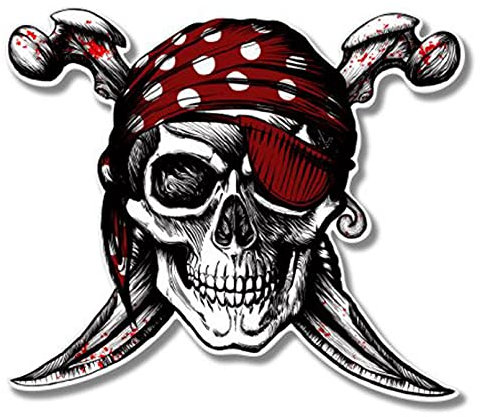 SCSHY Auto-Aufkleber 12.4X10.7Cm Persönlichkeit Piratenschädel Jolly Roger Retro-Reflektierende Abziehbilder Autoaufkleber