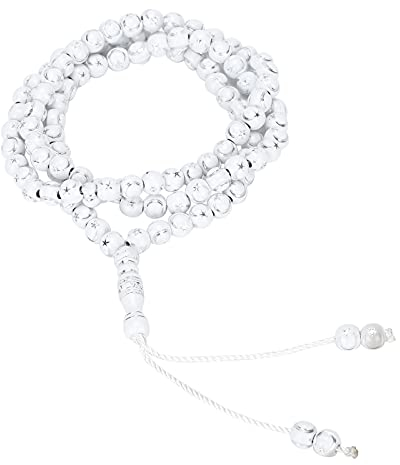 Pssopp Islamische Gebetskette, Muslimische Rosenkranzperlen 99 Grains Resin Vergoldung Religiöser Artikel(Weiß)
