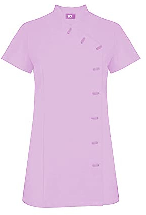 Beauty-Tunika, für Kosmetikerin, für Nagelmassage, Therapeuten, Schwarz, Uniform (Größe 36-50), Flieder, 46
