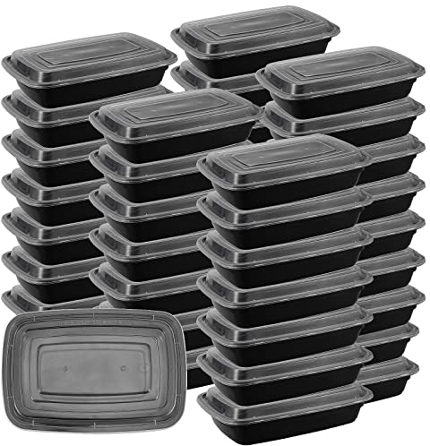 ZEONHEI 40 Pack 750ml Meal Prep Containers, 1 Compartment BPA Free Plastic Food Containers with Lids, Reusable Bento Lunch Boxes Food Storage Trays, Microwave Freezer, 22.5 x 15.3 x 5 CM
