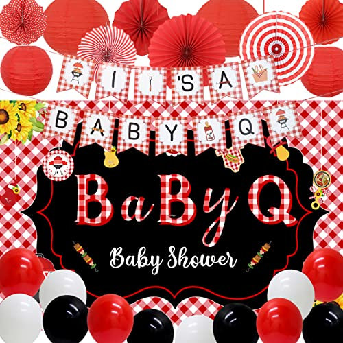 Decoraciones para fiestas de barbacoa, suministros de papel para fiestas de barbacoa, decoraciones para pancartas con temática de picnic rojo, juego de telón de fondo para fiestas de cumpleaños