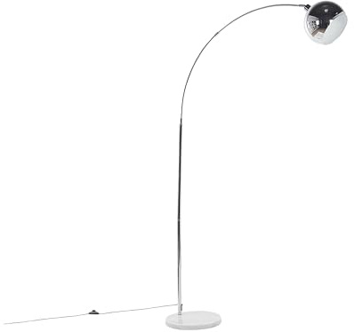 Beliani Stehlampe Silber Eisen Industrielle aus Runder Lampenschirm | Metall, 1 Leuchtmittel, E27 Fassung, IP 20, Kabellänge 185 cm, Verchromt, 35 x 96 x 210 cm