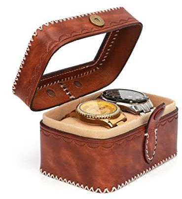Tourbn TOURBON Deluxe-Leder-Doppeluhr-Reiseetui, Schmuck-Display-Box, Münzbeutel, Geschäftsgeschenk