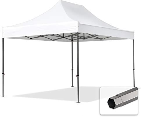 TOOLPORT Faltzelt Partyzelt 4x4m - ohne Seitenteile Premium Dach Faltpavillon schwer entflammbar Pavillon weiß