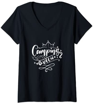 Damen Camping Crew Camping Queen T-Shirt mit V-Ausschnitt
