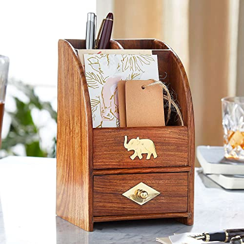Desk Organiser | Made from Sheesham Wood H20 x W12.5 x D10cm