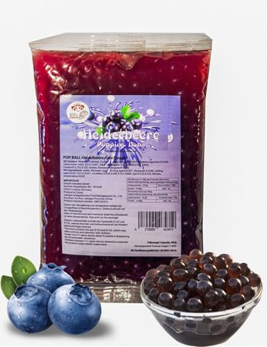 600g Bubble Tea Perlen Popping Boba - Blaubeere Fruchtperlen Bubbletea Perlen Set - Vegan- Super Ideen zum Selber Machen Bubble Tea Topping für DIY