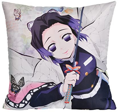 Elbenwald Demon Slayer Kissen mit Shinobu & Giyu Motiv für Herren Damen Unisex 40 x 40 cm Mehrfarbig