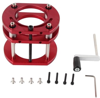 Yosoo Health Gear Router Lift Base, Stainless Steel Router Table Lift Kit, Woodworking Router Table Insert Plate Router Lift Base with 4 Jaw and Crank Handle for Small Trimming Machines