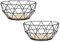 levandeo 2er Set Korb Metall Schwarz 26x12cm Obstkorb Modern Holz MDF Braun Schüssel Schale Deko Design Tischdeko