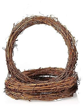 3 Stück 20 cm natürliche Rattan-Ring-Kränze Weinzweig Kranz Rattan-Kranz Girlande Dekoration für DIY Festivals Dekorationen, Kranz Handwerk und Hochzeitsdekorationen
