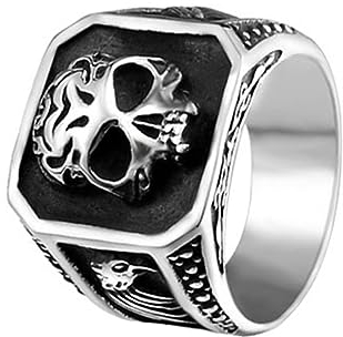 VELESAY Totenkopf Ringe Herren - Edelstahl Skull Ring Punk Biker Gothic Hip Pop Vintage Männer Schmuck Halloween