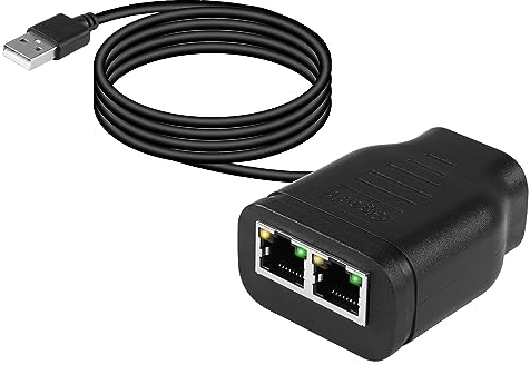 SinLoon Gigabit-Netzwerk-Splitter-Adapter, RJ45 1 auf 2 High Speed 1000/100 Mbit/s Ethernet-Splitter mit USB-Stromanschluss für Computer, Hub, Switch, Router,digitales Fernsehen usw