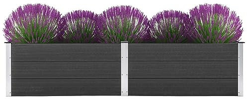 LAPOOH Garten-Hochbeet, Pflanzkübel, Kräuterbeet, Hochbeete-kit, Schneckenzaun, Pflanztrog, Pflanzgefäße, Pflanzfolie Für Hochbeet,Teichbecken, 250 x 100 x 54 cm WPC Grau
