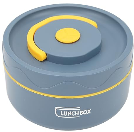 TOPINCN 420ml Lunch Box, Round Shape Thermal Lunch Container Thermal Cooking Pot 304 Double Layer Box Portable Food Container Office Outdoor (Insulated Style)