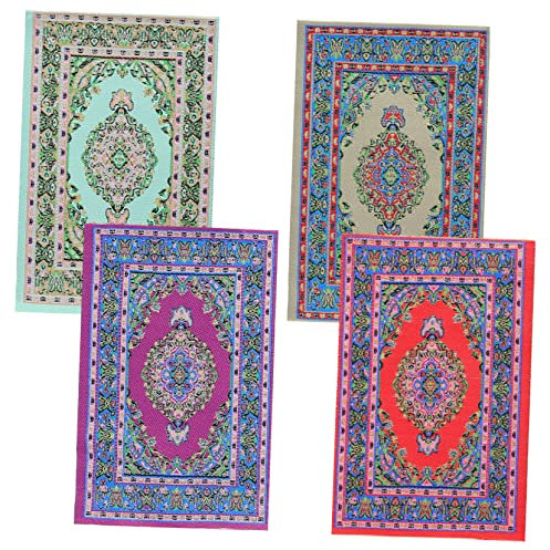 SAFIGLE Puppenhaus Teppich Mini-Teppich Miniatur-bodenmatte Vintage Bodenmatte Bodendecke Miniatur Boden Decken Türkischer Teppich Mini Teppich Modell Bodenfliese Stoff 15c Ziegel Blumen