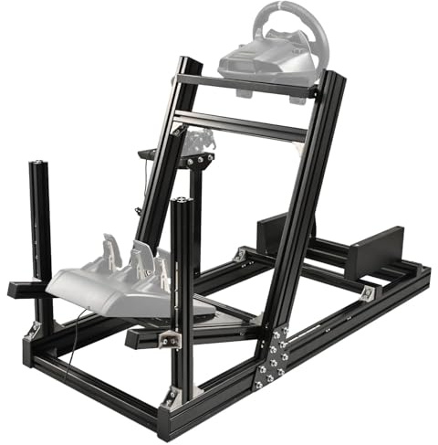 Minneer Solid Profiles Driving Simulator Cockpit(Aluminum Profiles) Fits for Logitech G923, for Thrustmaster Steering Wheel Stand Not Included Wheel Pedal Handbrake and Seat