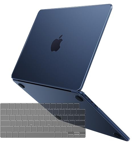 for MacBook Air 15 inch Case 2023 2024 New M3 M2 [100% Match Official Color] [Ultra Thin Armor] Hard Shell + Translucent Keyboard Cover for Laptop Model A3114 A2941 - Midnight Clear