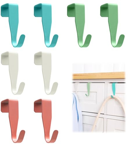 XoeLLe Ganci per Porta, 8 Pezzi Appendiabiti da Porta Sopraporta in Acciaio Inox Ganci a S Attaccapanni da Porta Gancio Ganci da Porta Appendini per Camera da Letto, Bagno, Cucina(Colore)