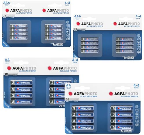 AgfaPhoto Platinum AA + AAA Batteries 32 Pack - Industrial Alkaline 16 X AA 16 x AAA batteries Double A Triple A 1.5v For toys | fairy lights | remotes | Flashlights | Clocks | Home or Office Use
