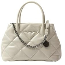 Emporio Armani Sac à main matelassé avec logo aigle graphique Y3D269 YWJ8I ivory, Blanc Perle Ral 1013