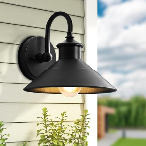 GVOREE Schwanenhals Industrial Wandlampe,Schwarze Außen Vintage Metal Wandbeleuchtung,für Veranda,Hof, Garage,Bauernhof,Innen(Ohne E27 Glühbirne) 1Pcs