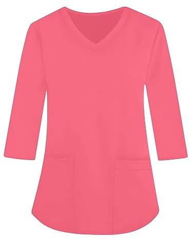 Saymany Kasack Damen, Schlupfjacke Kasack Damen Pflege Günstig Damen Kasack Blusenshirt Damen Kasaks Altenpflege Damen, Krankenschwester Kleidung Kasack Damen Berufskleidung(6-Pink,M