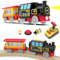 LiRiQi Holzeisenbahn Zug Ferngesteuertes, Eisenbahn Elektrische Lok Kinder, Batteriebetriebenes Zugset mit Licht und Sound, Lokomotivzug kompatibel mit Thomas, Brio, Spielzeugauto für Junge Mädchen
