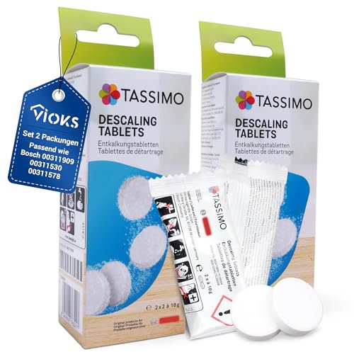 VIOKS 8 pastillas descalcificadoras de repuesto para cafetera Bosch Siеmens 311909 00311909 00311530, descalcificadora antical para cafetera Tassimo TCZ6004