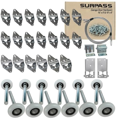 Surpass Garage Door Hardware Kit Roller/Hinge/Top Bracket/Wire Rope (for 16'x8' and 18'x8' Height Double Garage Doors)