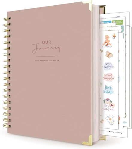 BIROYAL Schwangerschaftstagebuch und Baby-Erinnerungsbuch - 417 Baby-Aufkleber enthalten - Schwangerschaftsplanerbuch mit 320 Seiten für Erstgebärende - Beste Geschenke für werdende Mütter