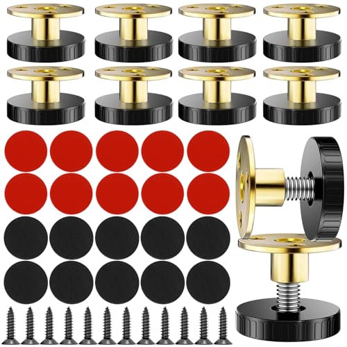 Bohoray 10 Stück Möbelfüße Verstellbar, 25-40mm Höhenverstellbare Füße, Verstellbare Füße mit Anti-Rutsch-Pad und Montagezubehör,Möbelfüße Höhenverstellbar für Schrank Bettfuß Couch Tischbein(Gold)