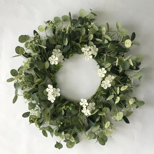 Osterkranz Frühling mit Blumenkranz- Dekorativer Tisch-Kranz Osterdekoration, Tischkranz Kranz aus Zweigen Naturkranz als Türkranz nutzbar, stylische Osterdekoration (Geld Blatt,30 cm)