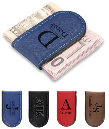 Zysta Personalisierte Geldklammer Magnetische Geldscheinklammer Leder Money Clip Mit Namen Geldclip Geldspange für Männer Geschenke