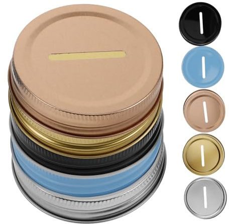 JUMPLAWN Spardosendeckel Metall Mit Münzschlitz Einmachglasdeckel Größe Langlebiger Geld Sparen Deckel Für Einmachgläser Mit Großem Einwurf Staubschutz Und Praktische Münzaufbewahrung
