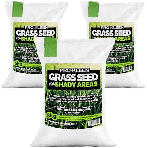 Pro-Kleen Grass Seed for Shady Areas 3 x 5Kg Covers Up to 900m2 Fast Growing Hard Wearing for New Lawns, Overseeding and Patch Repair Pet and Child Friendly